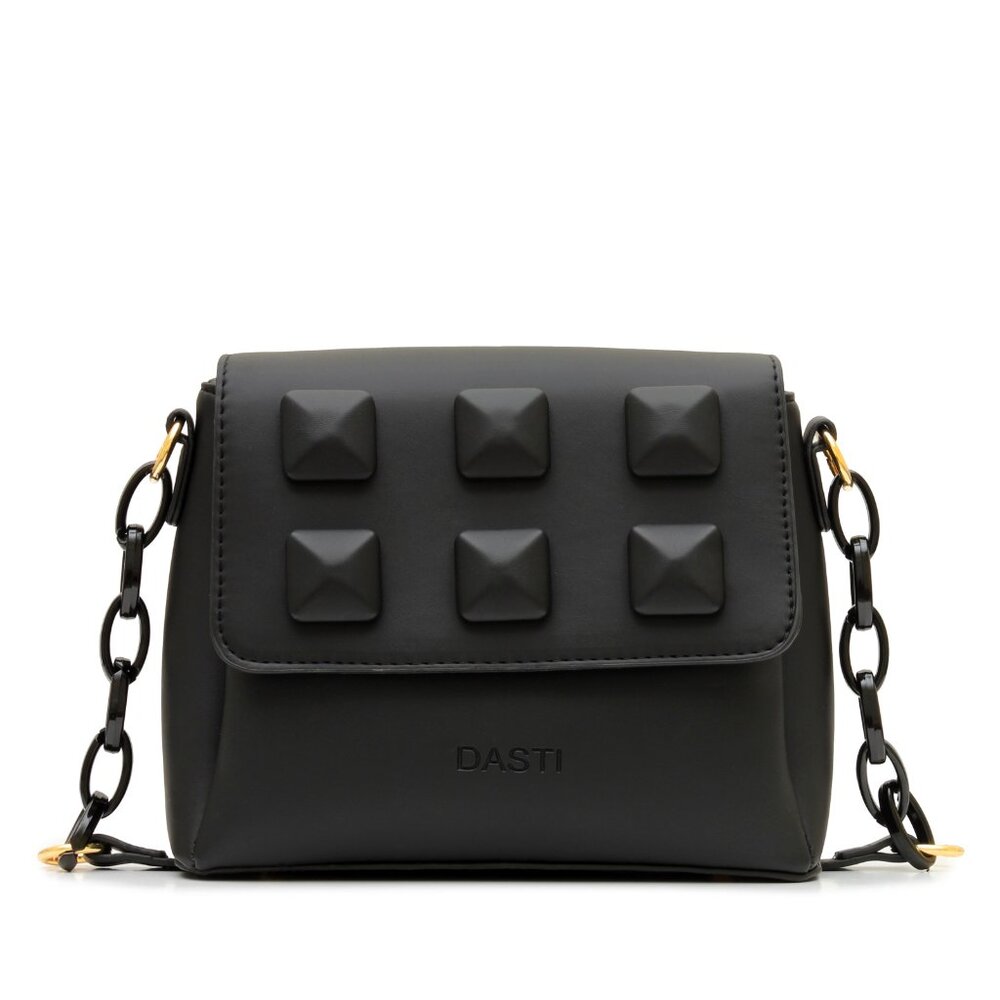 DASTI Studded Crossbody Handbag Black – Medium Size Purse + Yellow Option